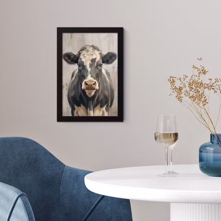 Koe - Portret - Dieren - Modern fotolijst zwart zonder passe partout klein -sfeer4