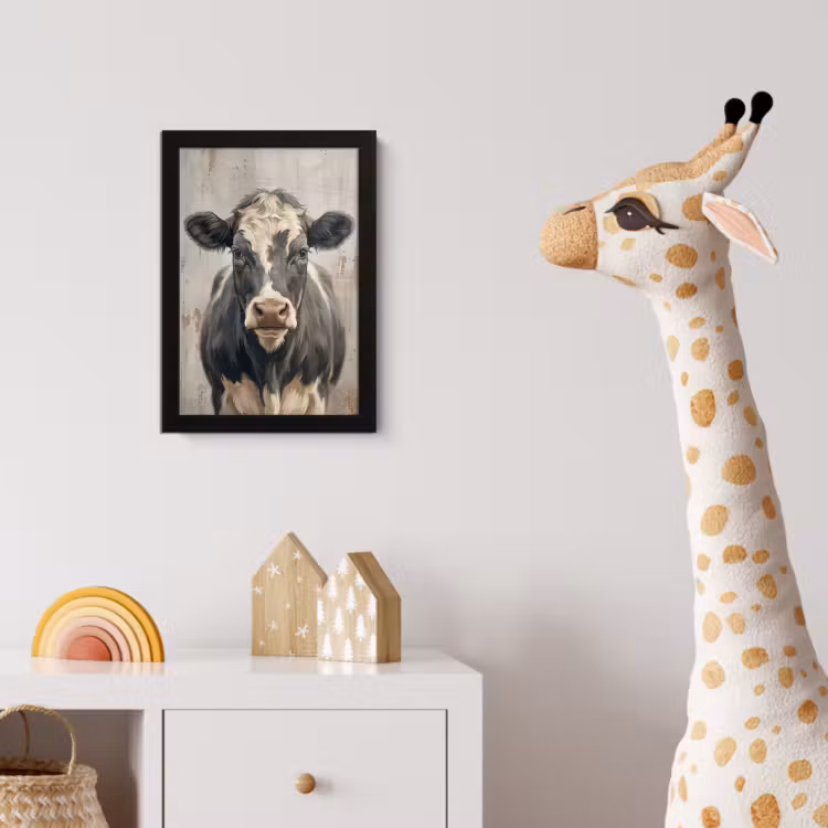 Koe - Portret - Dieren - Modern fotolijst zwart zonder passe partout klein -usfeer4_kinderkamer