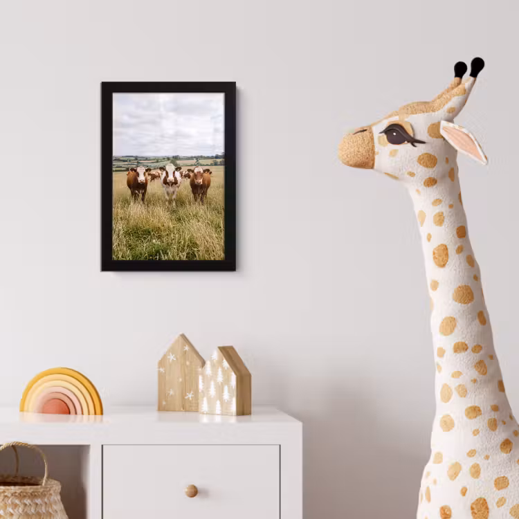Koeien - Portret - Weide - Boerderij - Nieuwsgierig fotolijst zwart zonder passe partout klein -usfeer4_kinderkamer
