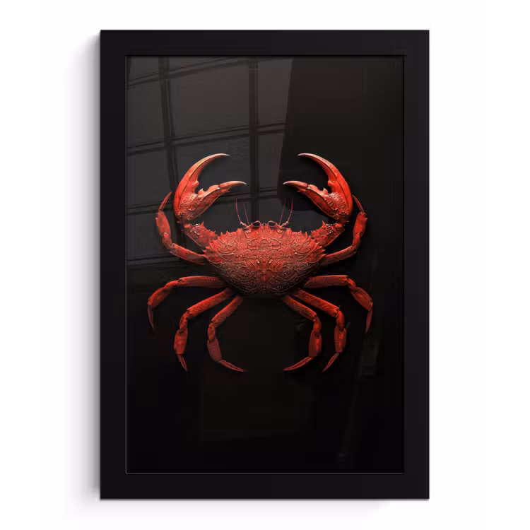 Krab - Rood - Vissen - Schaaldieren fotolijst zwart zonder passe partout klein -3d