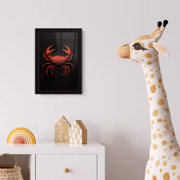 Krab - Rood - Vissen - Schaaldieren fotolijst zwart zonder passe partout klein -usfeer4_kinderkamer