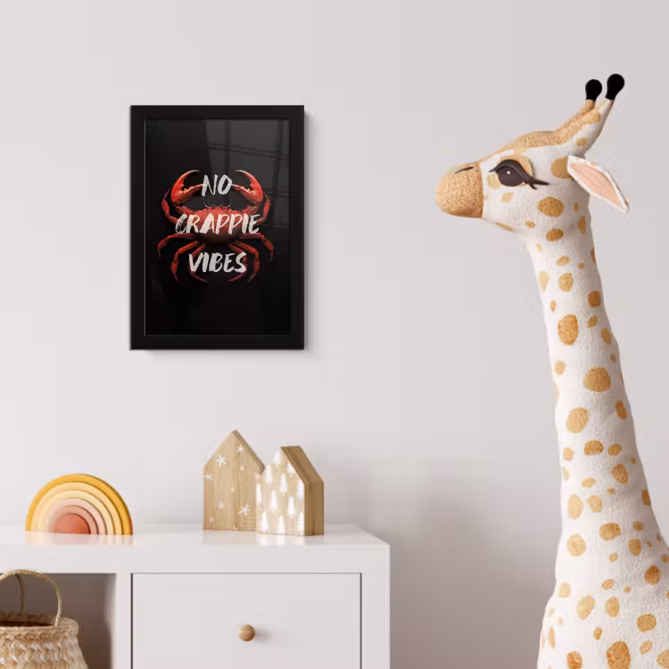 Krab - Rood - Tekst - Zwart fotolijst zwart zonder passe partout klein -usfeer4_kinderkamer