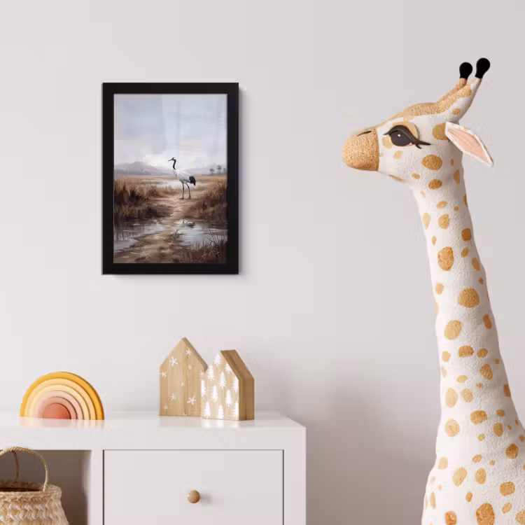 Kraanvogel - Natuur - Realistisch fotolijst zwart zonder passe partout klein -usfeer4_kinderkamer