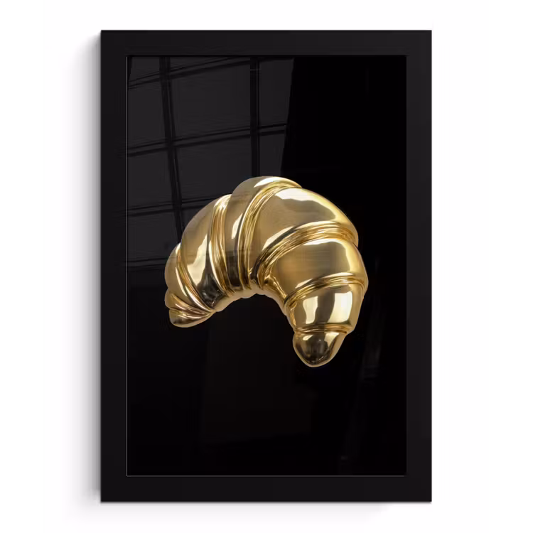 Croissant - Brood - Goud - Zwart fotolijst zwart zonder passe partout klein -3d