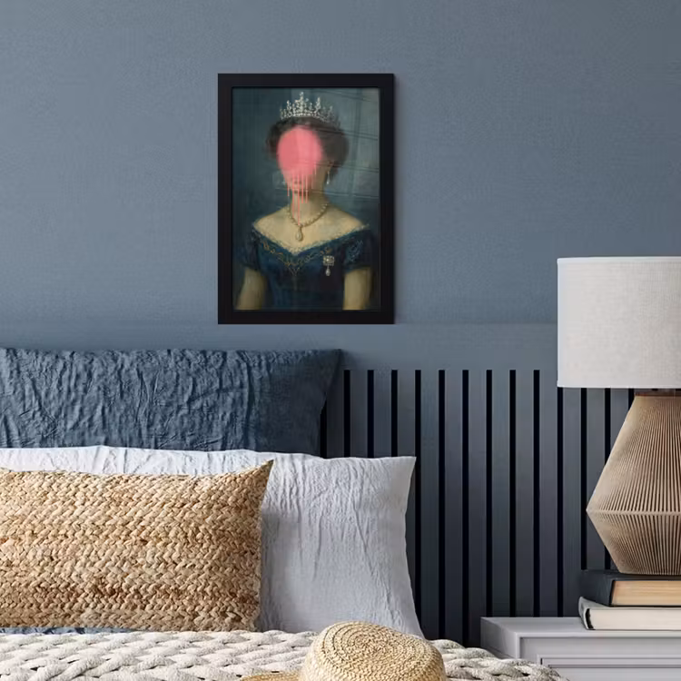 Kroon - Roze druipend verf - Portret fotolijst zwart zonder passe partout klein -sfeer3
