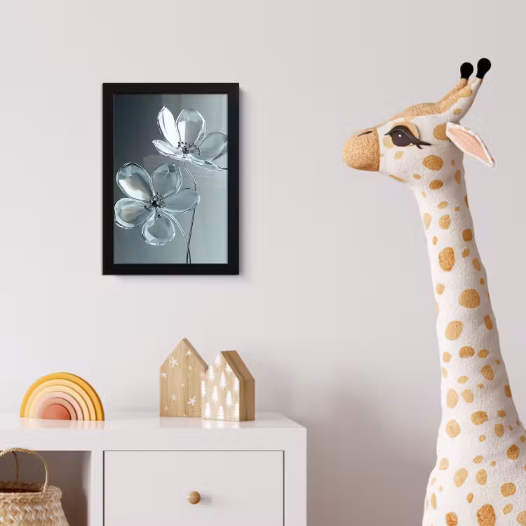 Kristal - Bloemen - Grijs fotolijst zwart zonder passe partout klein -usfeer4_kinderkamer