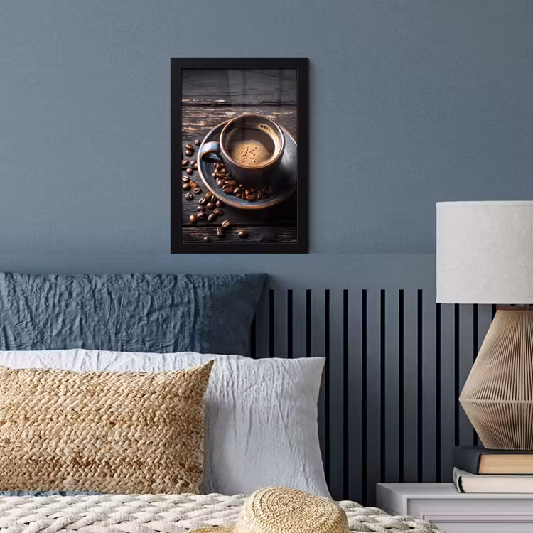 Kop - Koffie - Hout - Bonen fotolijst zwart zonder passe partout klein -sfeer3