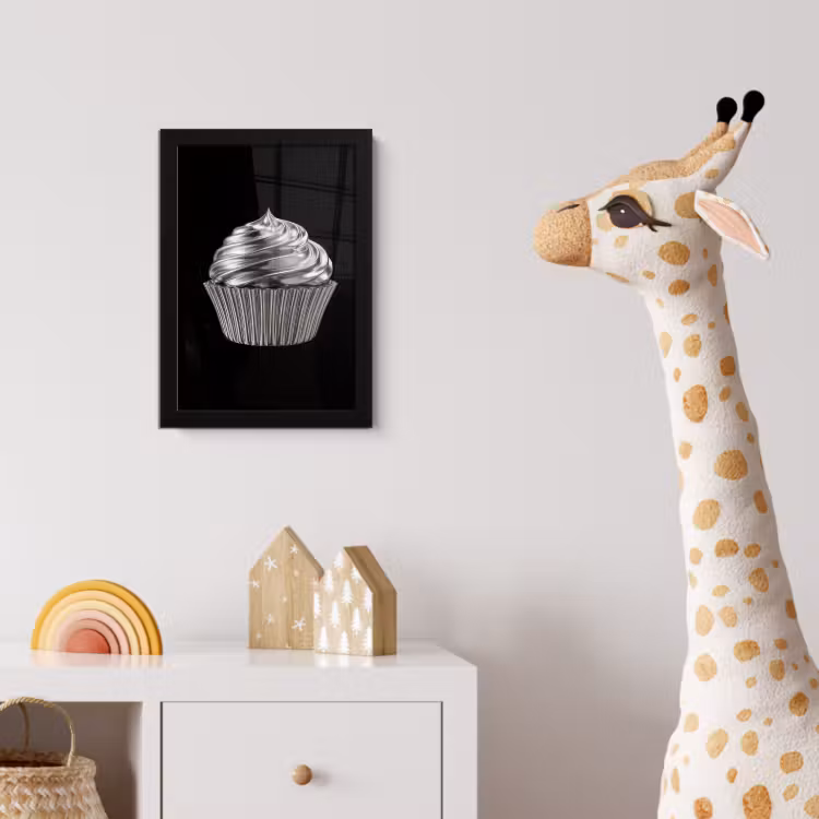 Cupcake - Luxueus - Zilver fotolijst zwart zonder passe partout klein -usfeer4_kinderkamer