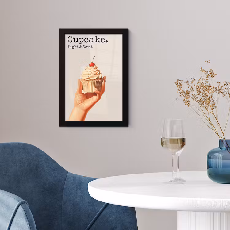 Cupcake - Zoet - Kers fotolijst zwart zonder passe partout klein -sfeer4