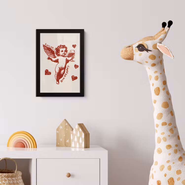 Cupido - Hartjes - Rood - Klassiek fotolijst zwart zonder passe partout klein -usfeer4_kinderkamer