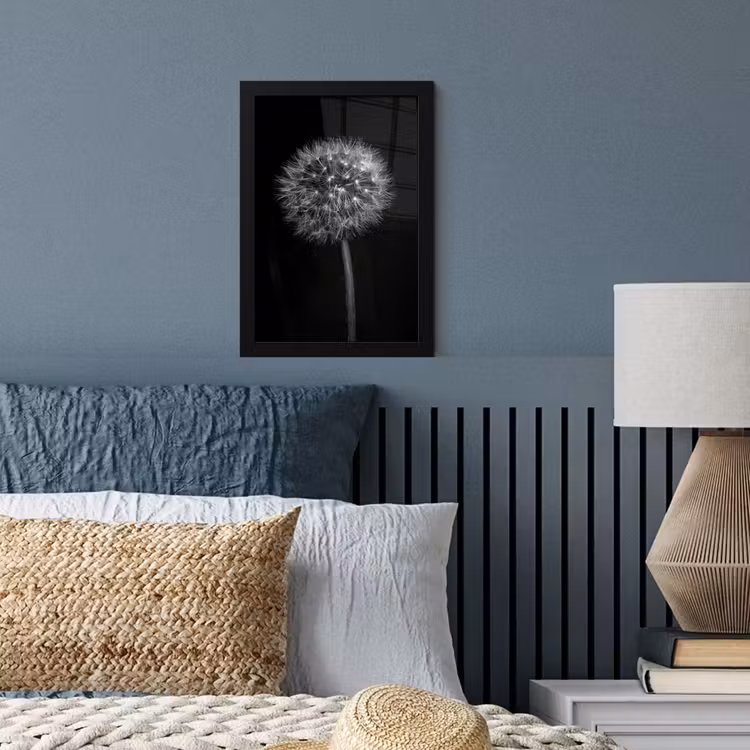 Paardenbloem - Zwart - Bloemen - Botanisch fotolijst zwart zonder passe partout klein -sfeer3