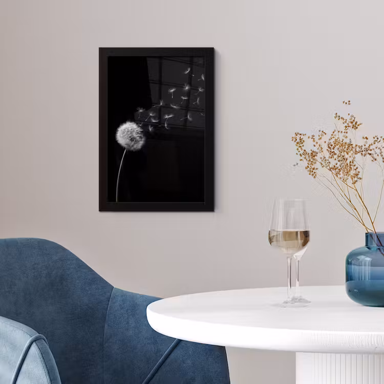 Paardenbloem - Zwart - Natuur fotolijst zwart zonder passe partout klein -sfeer4