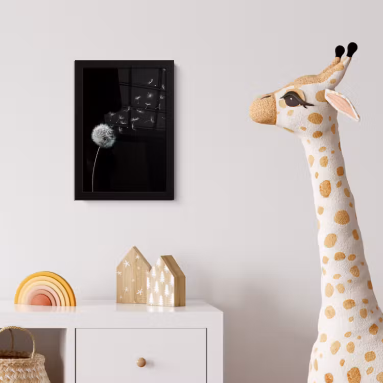 Paardenbloem - Zwart - Natuur fotolijst zwart zonder passe partout klein -usfeer4_kinderkamer