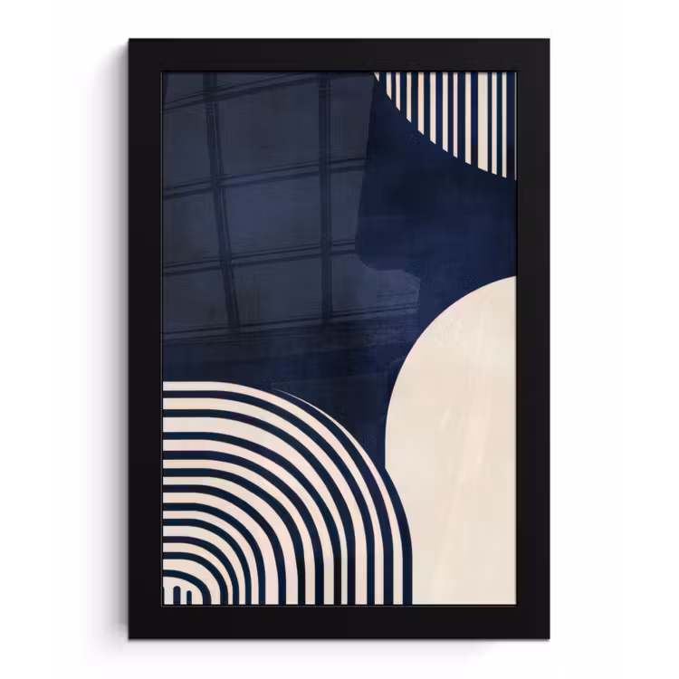 Donkerblauw - Abstract - Lijnen fotolijst zwart zonder passe partout klein -3d