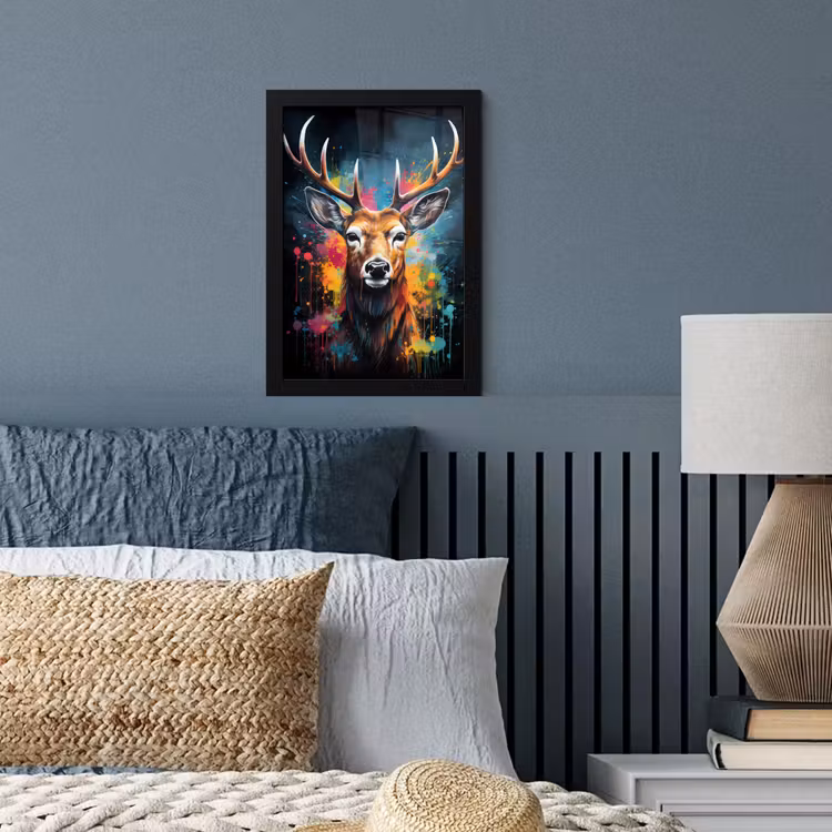 Hert - Graffiti - Dieren - Kleuren fotolijst zwart zonder passe partout klein -sfeer3