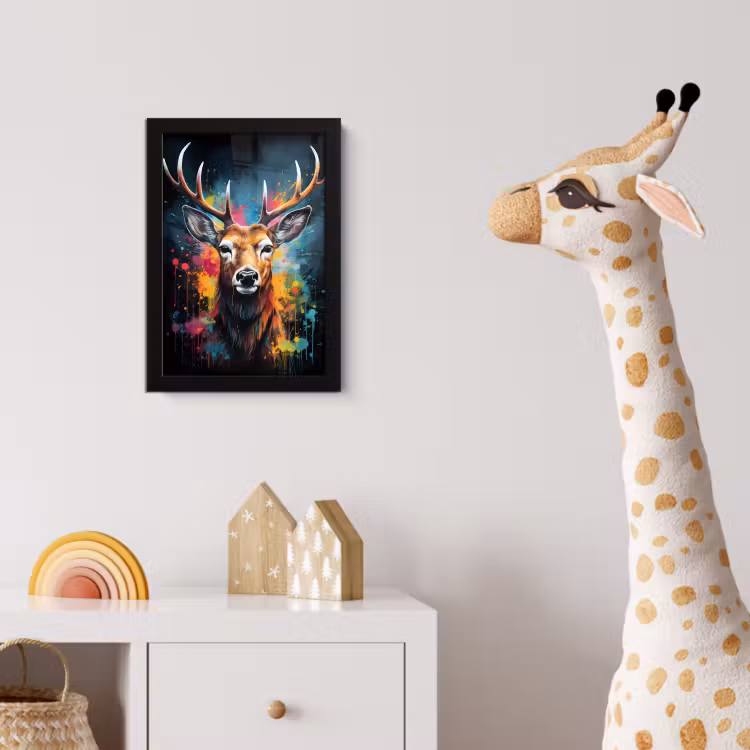 Hert - Graffiti - Dieren - Kleuren fotolijst zwart zonder passe partout klein -usfeer4_kinderkamer