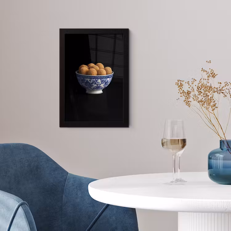 Delfts blauw - Bitterballen - Holland - Schaal fotolijst zwart zonder passe partout klein -sfeer4
