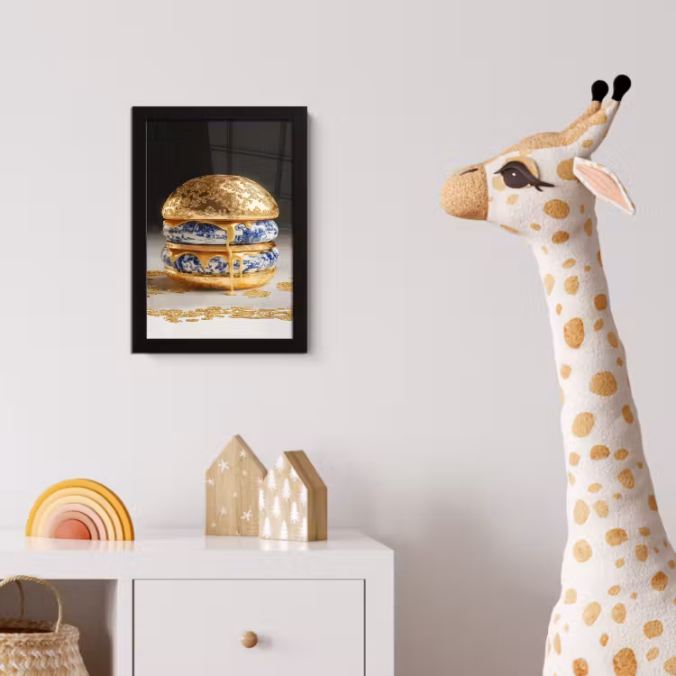 Delftsblauw - Goud - Burger fotolijst zwart zonder passe partout klein -usfeer4_kinderkamer