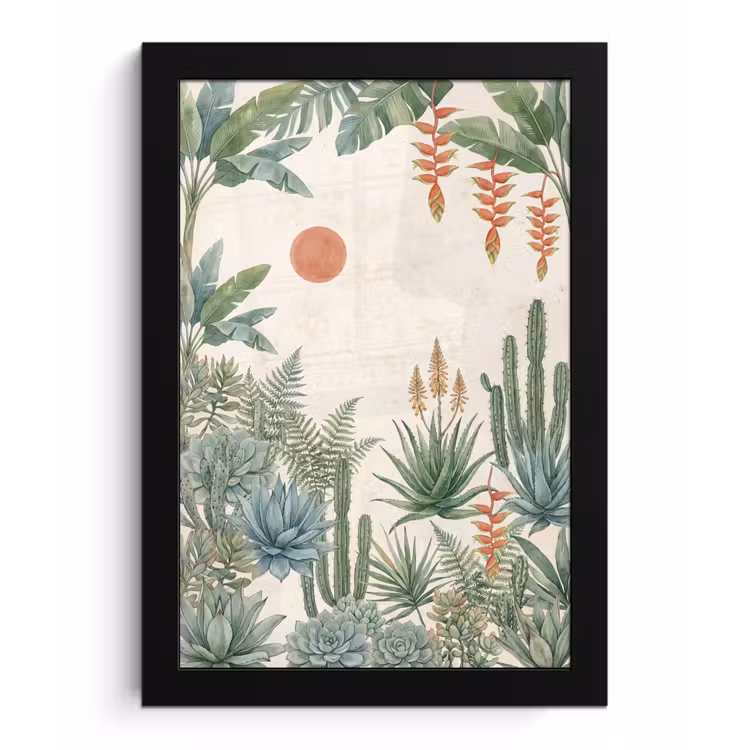 Woestijn - Planten - Groen fotolijst zwart zonder passe partout klein -3d