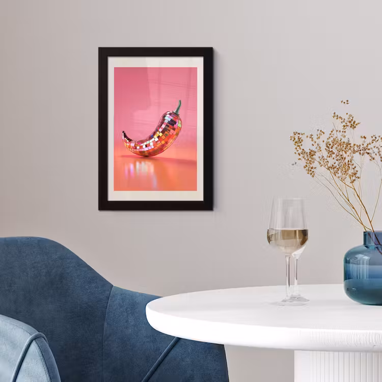 Disco - Peper - Roze fotolijst zwart zonder passe partout klein -sfeer4