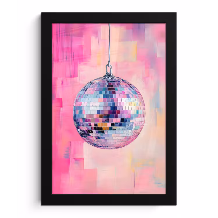 Discobal - Pink - Verf fotolijst zwart zonder passe partout klein -3d