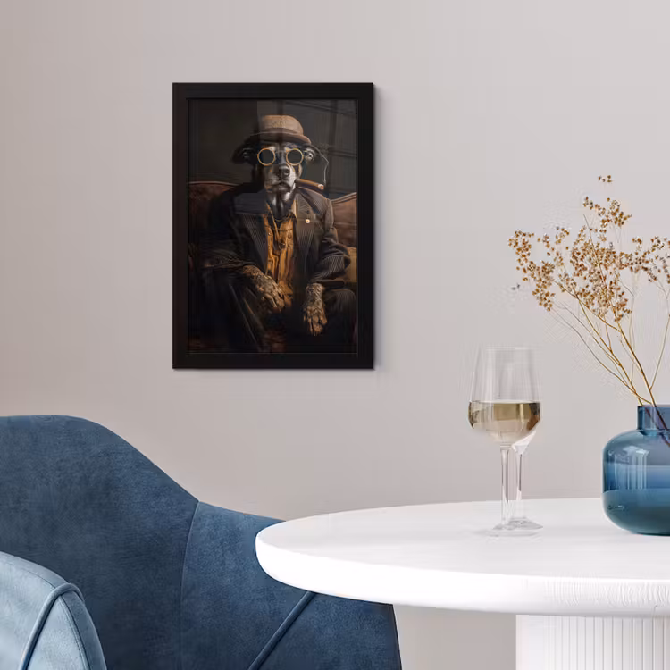Hond - Sigaar - Hoed - Pak fotolijst zwart zonder passe partout klein -sfeer4