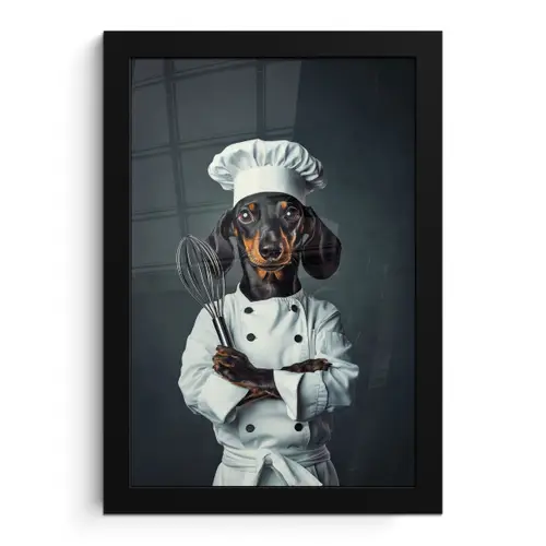 Hond - Garde - Kok fotolijst zwart zonder passe partout klein -3d