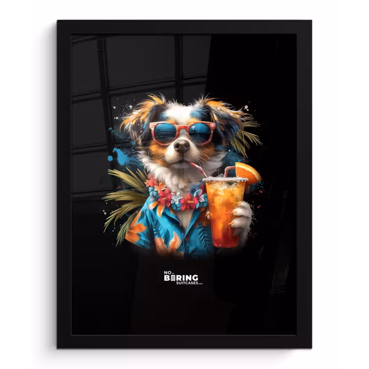 Hond in tropische sferen fotolijst zwart zonder passe partout klein -3d