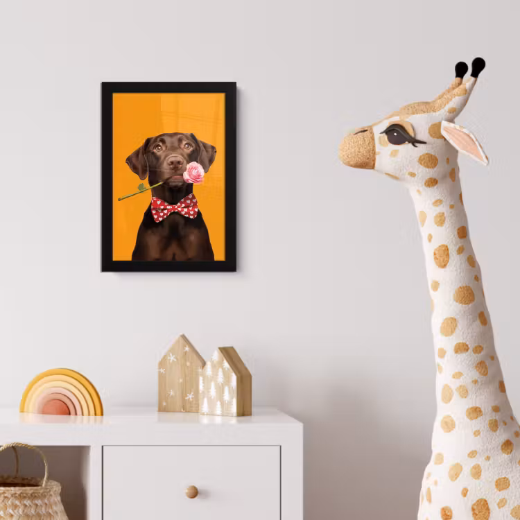 Hond - Oranje - Roos - Valentijn fotolijst zwart zonder passe partout klein -usfeer4_kinderkamer