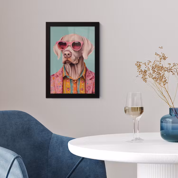 Hond - Overhemd - Bloemen - Bril fotolijst zwart zonder passe partout klein -sfeer4