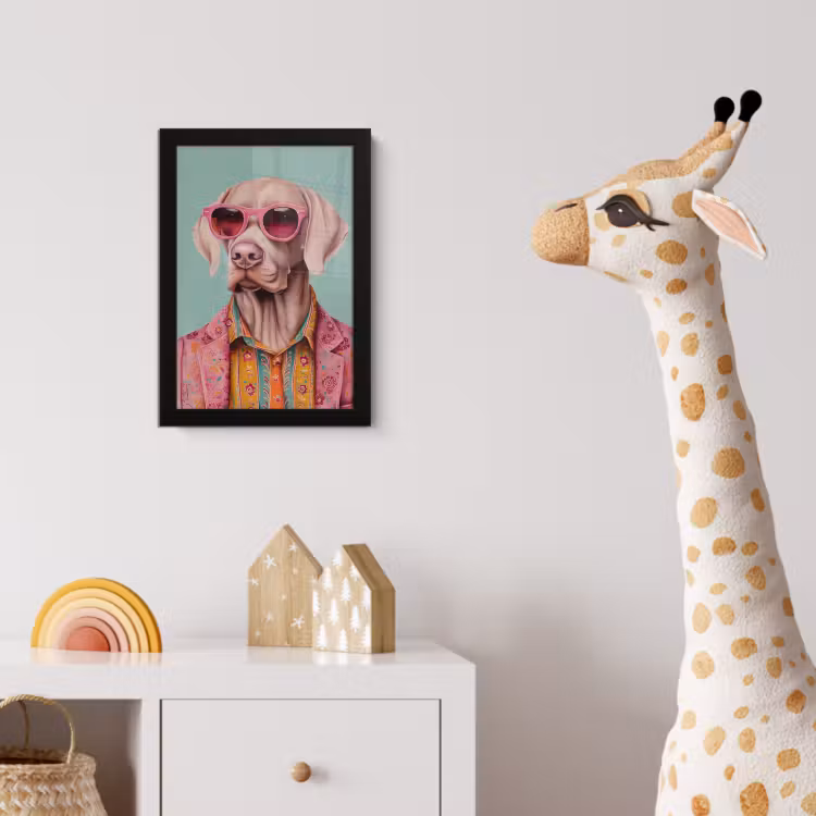 Hond - Overhemd - Bloemen - Bril fotolijst zwart zonder passe partout klein -usfeer4_kinderkamer