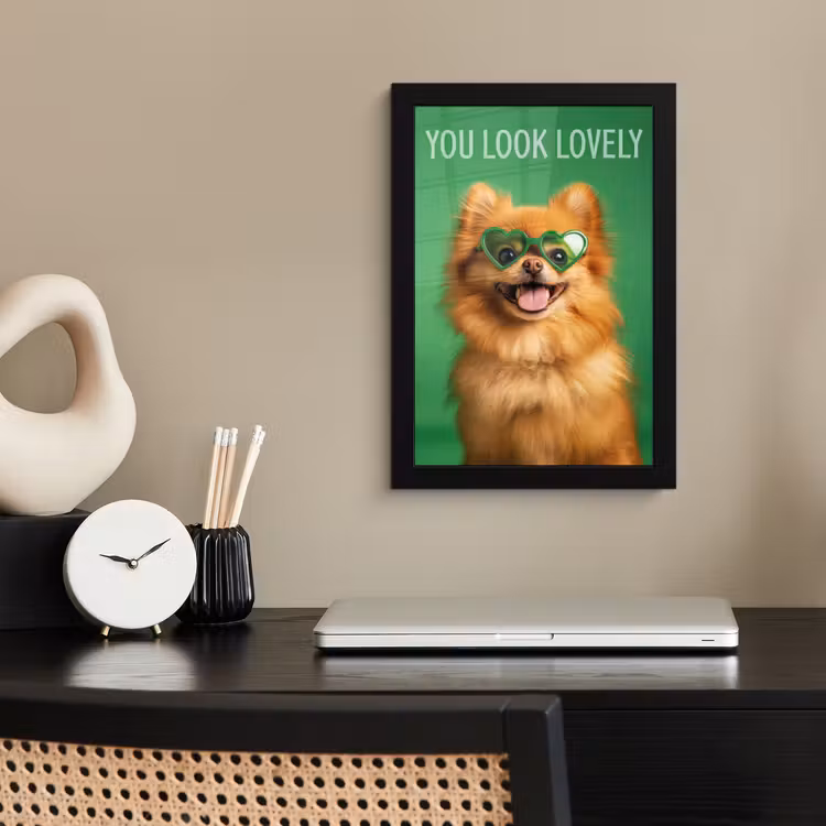 Hond - Zonnebril - Valentijn - Love fotolijst zwart zonder passe partout klein -sfeer1