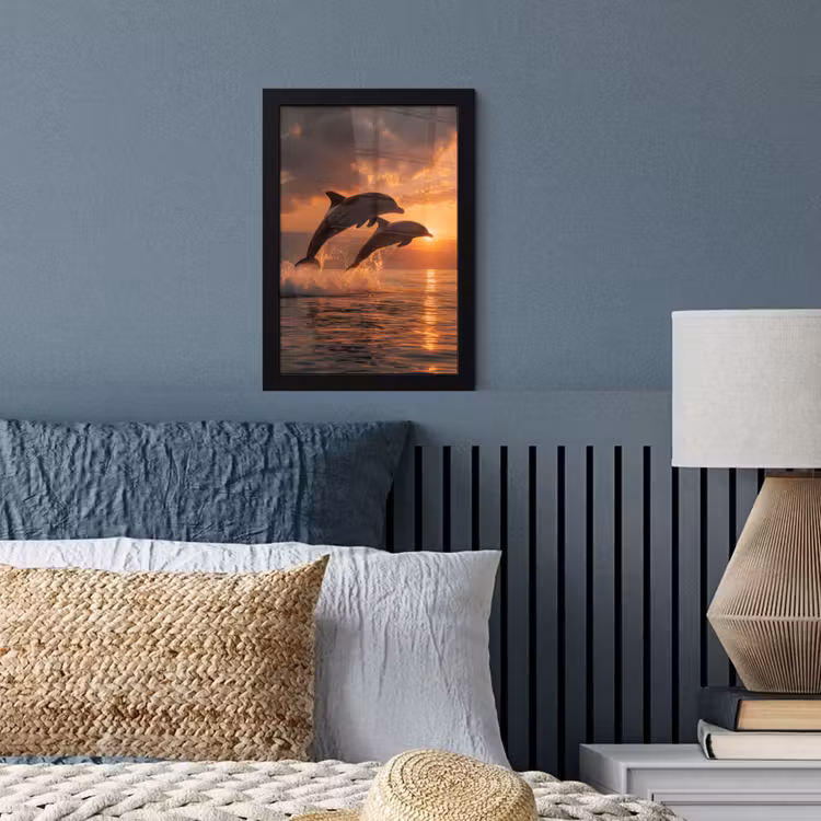 Dolfijnen - Zee - Realistisch fotolijst zwart zonder passe partout klein -sfeer3