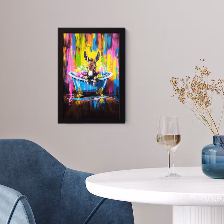Ezel - Badkuip - Roze - Schuim fotolijst zwart zonder passe partout klein -sfeer4