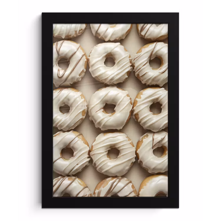 Donuts - Chocolade - Wit - Beige fotolijst zwart zonder passe partout klein -3d