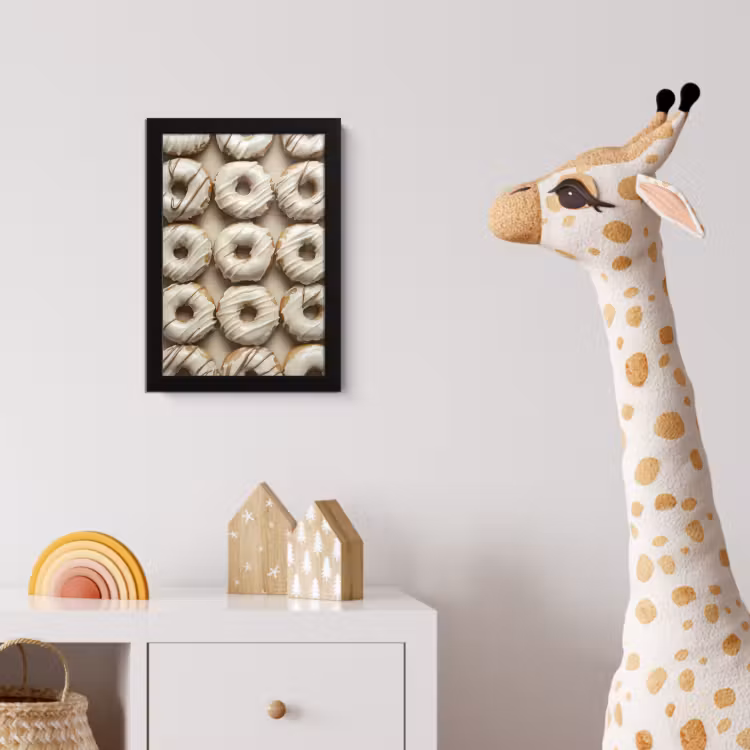 Donuts - Chocolade - Wit - Beige fotolijst zwart zonder passe partout klein -usfeer4_kinderkamer