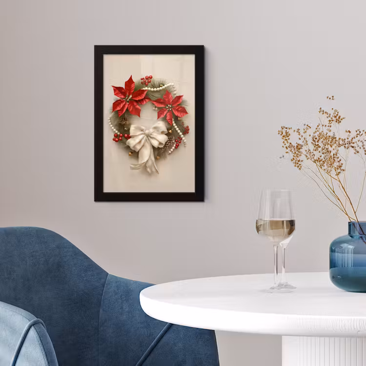 Deurkrans - Strik - Kerst - Rood - Groen fotolijst zwart zonder passe partout klein -sfeer4