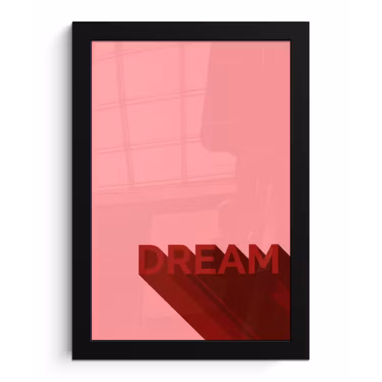 Dream - 3D - Rood - Roze fotolijst zwart zonder passe partout klein -3d