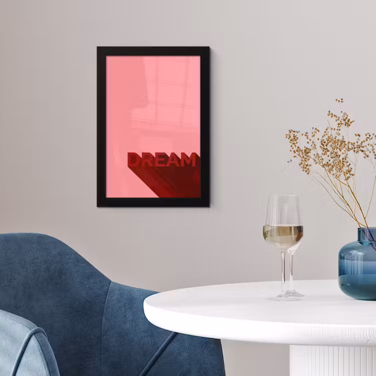 Dream - 3D - Rood - Roze fotolijst zwart zonder passe partout klein -sfeer4