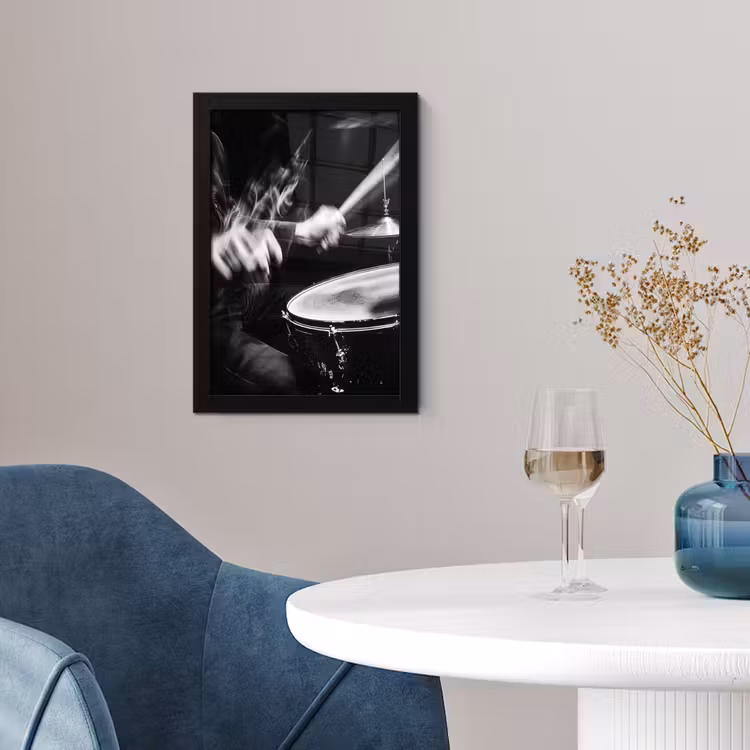 Drummer - Zwart - Drumstel fotolijst zwart zonder passe partout klein -sfeer4