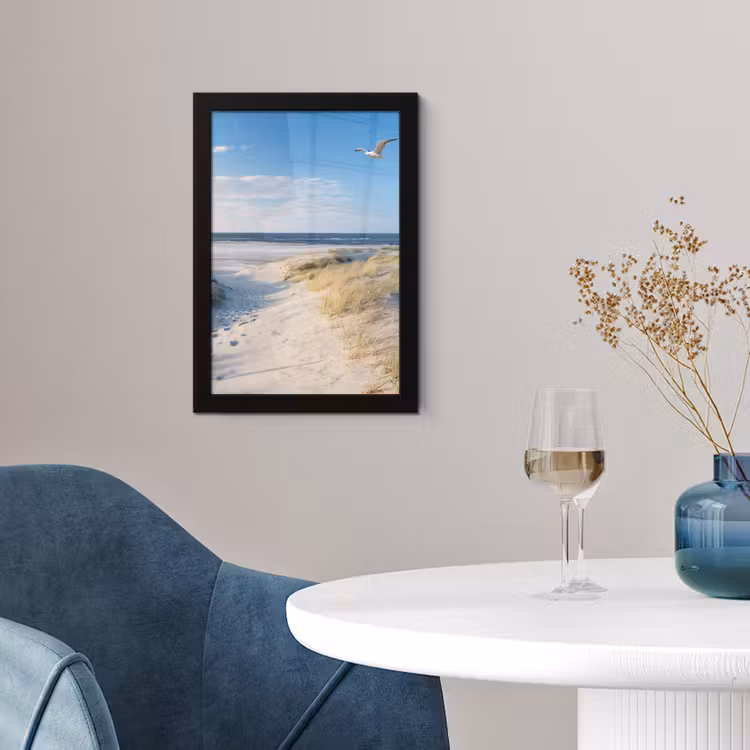 Duin - Meeuw - Strand - Zee - Zon fotolijst zwart zonder passe partout klein -sfeer4