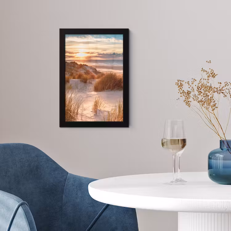 Duin - Planten - Zonsondergang - Strand - Zee fotolijst zwart zonder passe partout klein -sfeer4