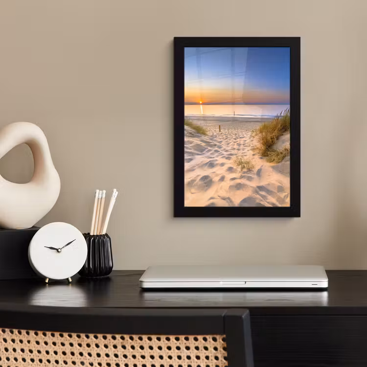 Duin - Zonsondergang - Horizon - Strand - Gras fotolijst zwart zonder passe partout klein -sfeer1