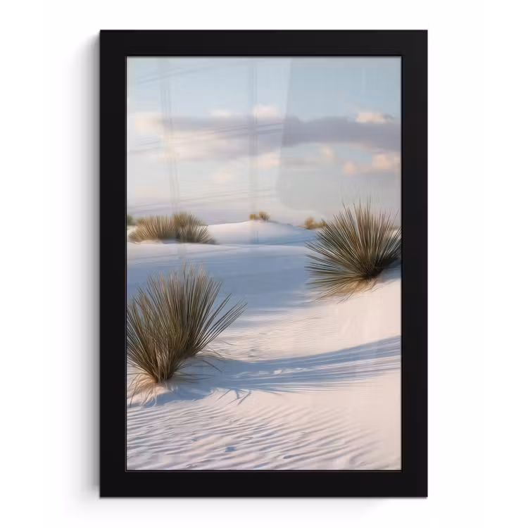 Duinen - Gras - Wolken - Beige fotolijst zwart zonder passe partout klein -3d