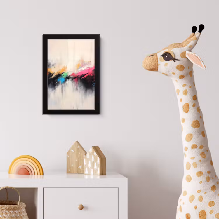 Dynamisch - Abstract - Kleurrijk - Zwart fotolijst zwart zonder passe partout klein -usfeer4_kinderkamer
