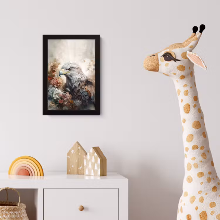 Arend - Adelaar - Vogel - Bloemen - Natuur fotolijst zwart zonder passe partout klein -usfeer4_kinderkamer