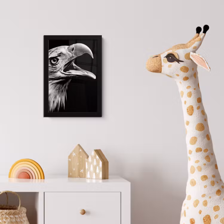 Adelaar - Portret - Roofvogels - Zwart - Wit - Vogel fotolijst zwart zonder passe partout klein -usfeer4_kinderkamer