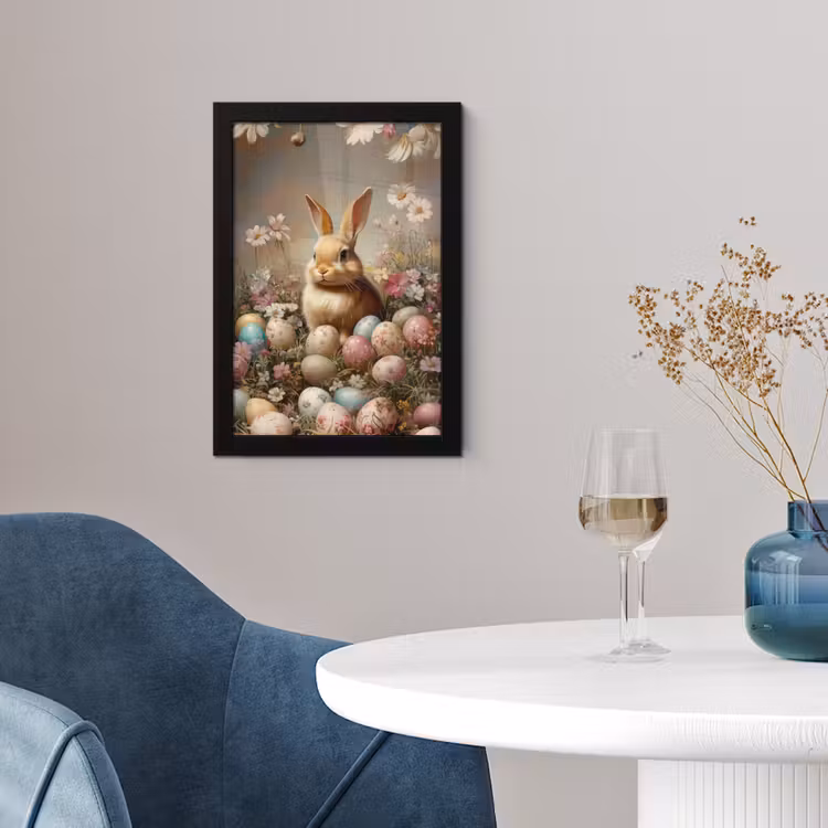 Paashaas - Lente - Paaseieren fotolijst zwart zonder passe partout klein -sfeer4