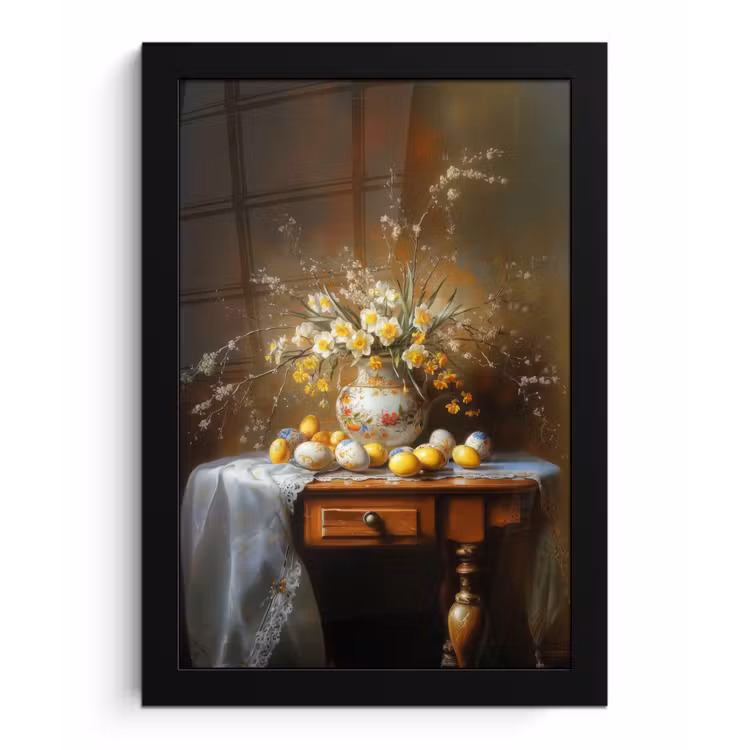 Paaseieren - Stilleven - Vaas fotolijst zwart zonder passe partout klein -3d