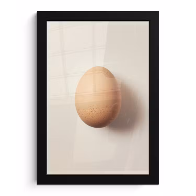 Ei - Beige - Ovaal - Egaal fotolijst zwart zonder passe partout klein -3d
